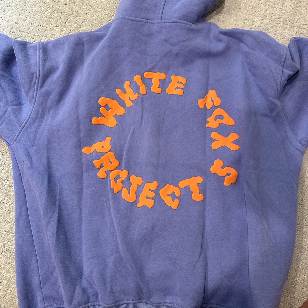 White Fox Boutique Purple Hoodie with Orange Lettering